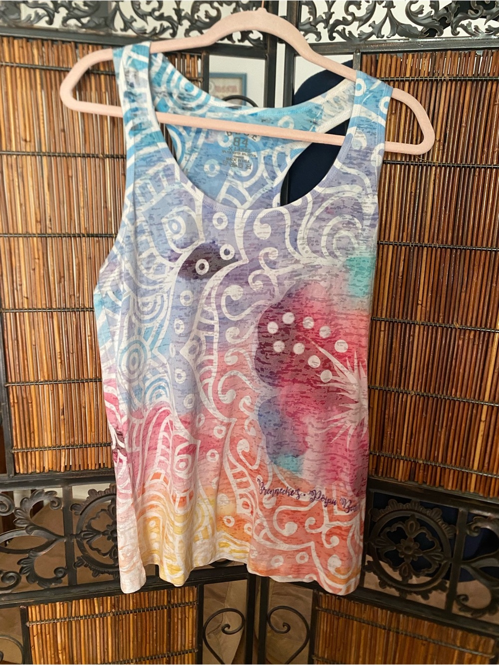 Blue 84 Multicolor Paisley Scoop Neck Tank - Blue, Pink, Purple, Orange, Yellow